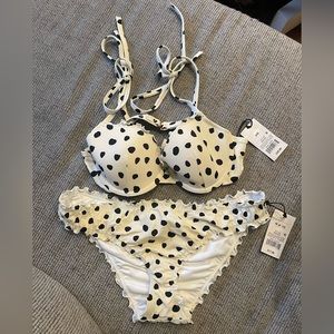 Black and white polka dot bikini